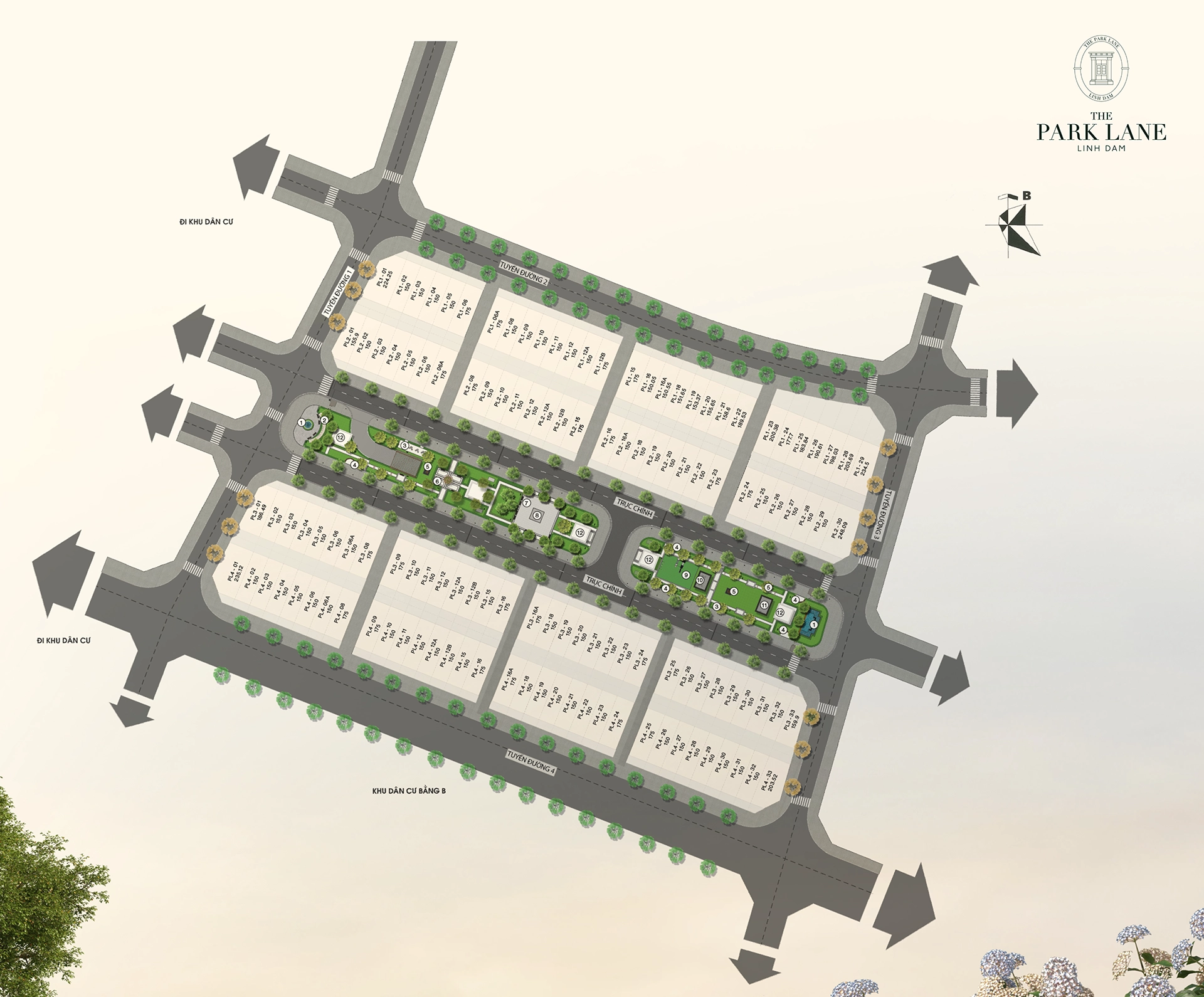 Quy hoạch mặt bằng dự án The Park Lane Linh Đàm